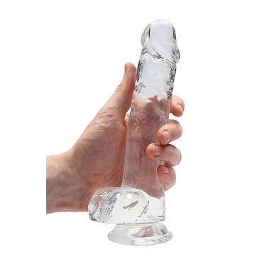 Przezroczyste dildo gumowe z prostym trzonem 21cm